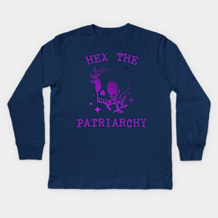 Hex The Patriarchy Femіnist Witch Funny Magical Mystical Magic scull Kids Long Sleeve T-Shirt